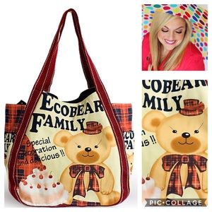 Ecobear Family Eco Canvas Shoulder Tote Bag